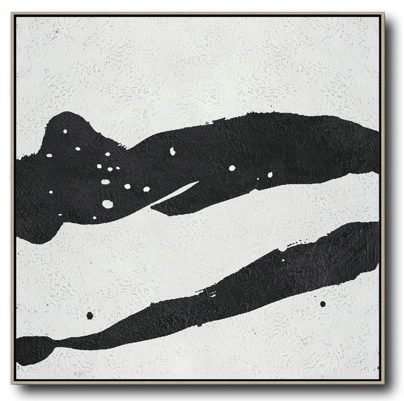 Extra Large Textured Painting On Canvas,Oversized Minimal Black And White Painting - Contemporary Canvas Paintings
